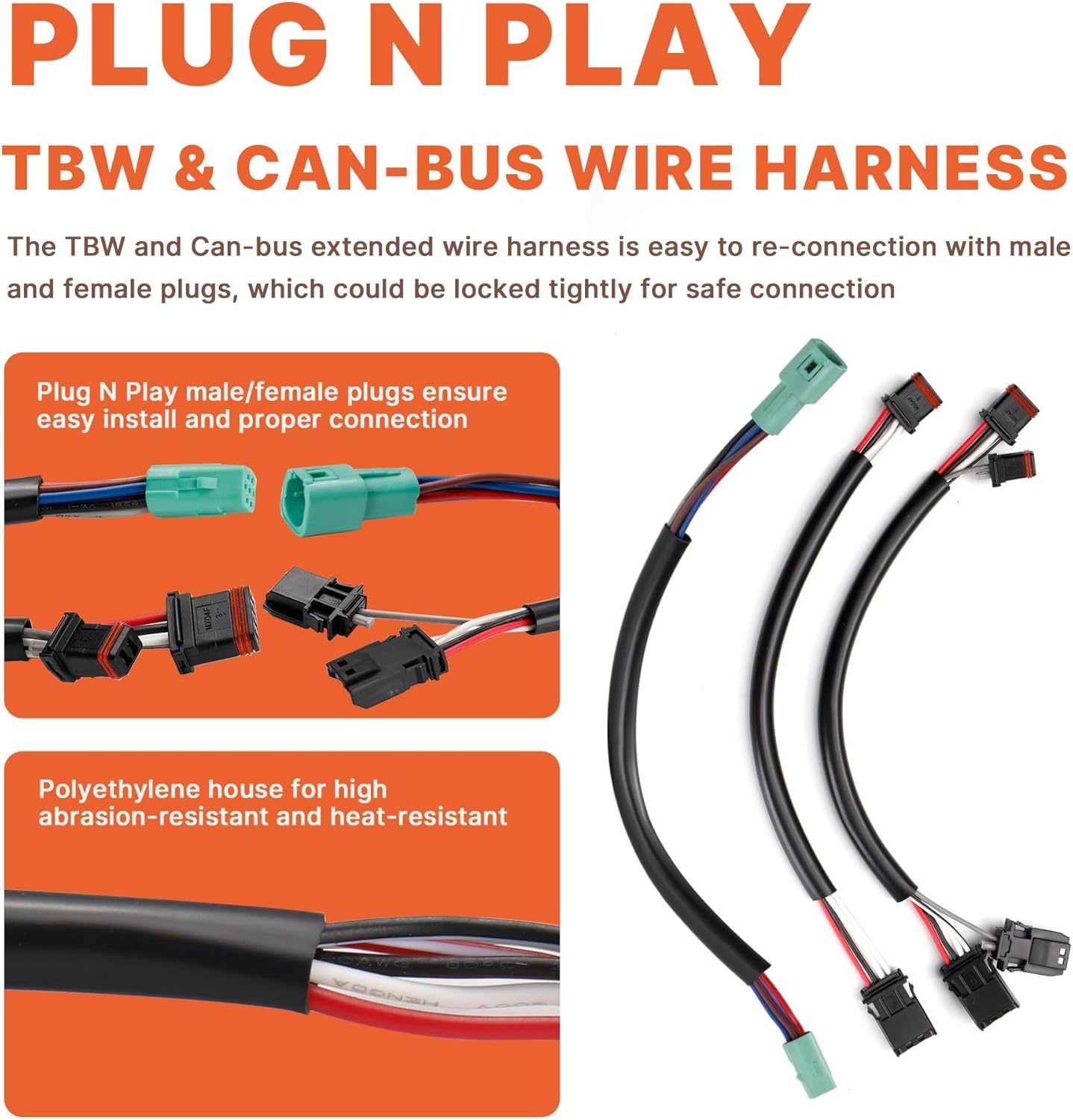 14" Extended Handlebar Cable Set NO ABS for 2014-2016 Road King/Electra Glide/Street Glide/Road Glide Models Brake Line Hydraulic Clutch Cable Extension, Chrome