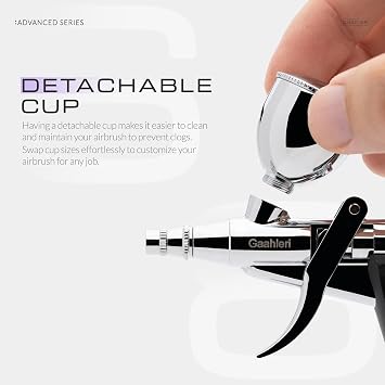 Gaahleri Airbrush Kit, Airbrush Gun Dual Action Gravity Feed Set, 0.38 & 0.5mm Needles, 1/2 & 1/4 OZ Fluid Cup, Multi-Purpose Air Brush Makeup Model Coloring Painting Nail Art Tattoo