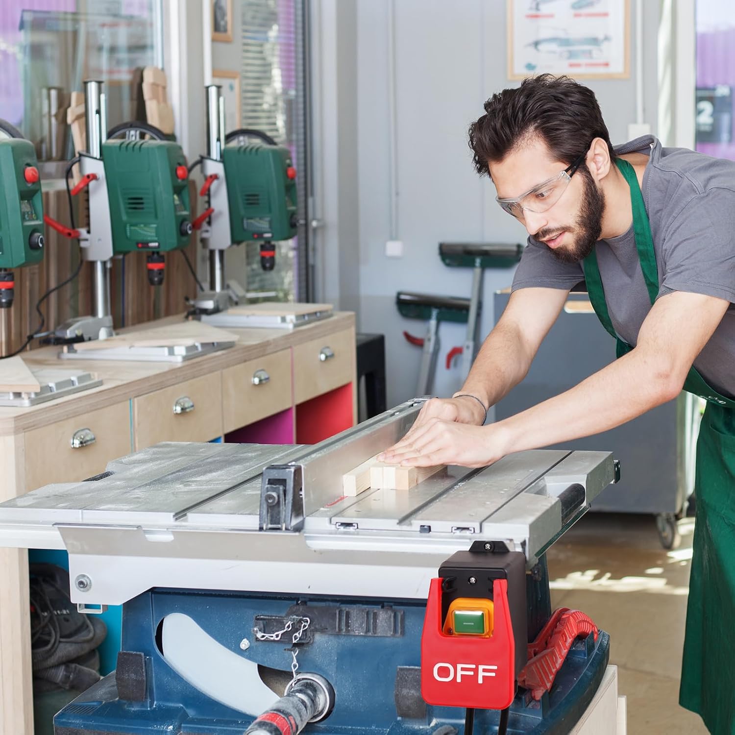 2 Pcs Paddle Switch for Table Saw, 120V Single Phase On/Off Switch with Large Off Paddle for Emergency Stop, Power Switch with Heavy Duty Extension Cord, Fits Table Saw | Router Table | Drill Press