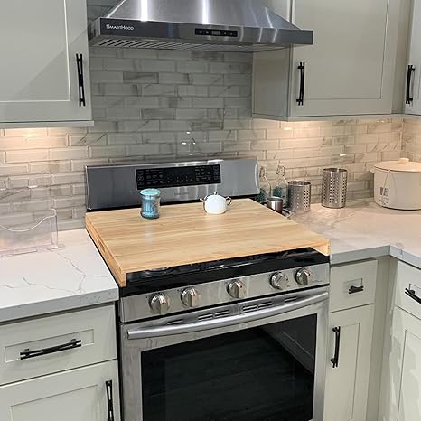 Amazon.com: SDATEKIT Rubberwood Multi-Use Anti-Warp Stove Cover ...