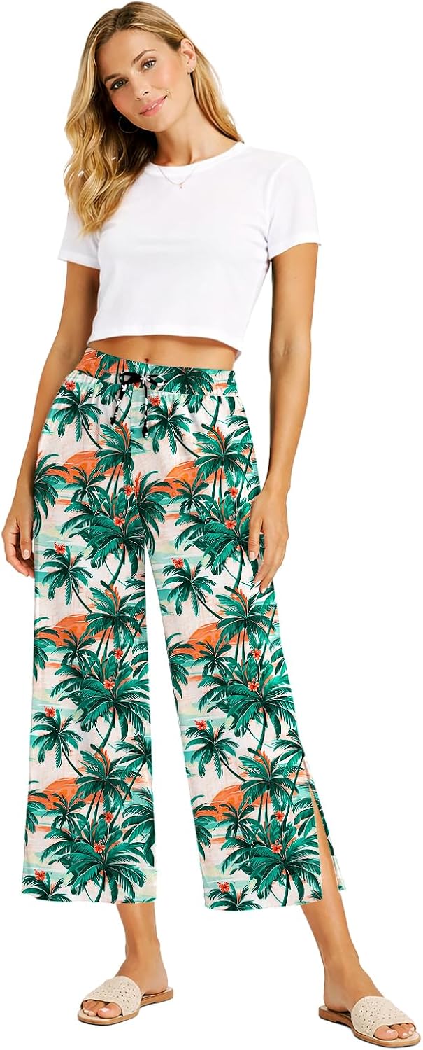 Women Swim Beach Pants Wide Leg Dry Fit Drawstring Summer Travel Pant