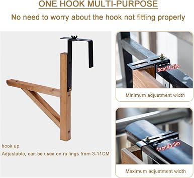 Balcony Railing Table,Outdoor Folding Hanging Table,Deck Tables for Outside,Patio,Balcony,Folding Balcony Bar Table for Railings,Adjustable Height Outdoor Desk(A-L60*W20CM/L23.6*W7.9IN)