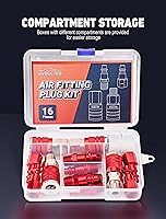 Vista 5 de 16 Piezas Juego Universal de Accesorios y Acoplado de Manguera de Aire de 1/4" NPT, Aluminio Ligero Con Enchufe de Conexión Rápida, Accesorio