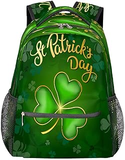 Shamrock Mochila escolar verde para meninas, mochila escolar resistente à água, trevo de trevo de trevo de trevo para mulheres/homens mochilas universitárias, Multi, Medium