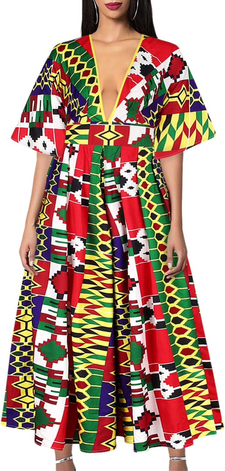 Erinaco Women's Sexy Boho African Print Jumpsuit Multi-Way Sleeveless Floral Print Romper Apparel