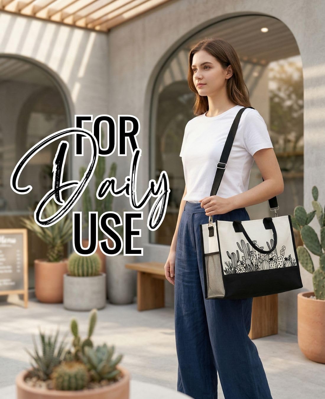 InnoBeta Cactus Gifts for Women, Canvas Tote Bag for Cacti Lovers, Cactus Themed Gifts for Christmas, Mother’s Day, Birthday