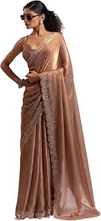 AKHILAM Women's Satin Silk Embellished Saree With Unstitched Blouse Piece (MORPNKH1224A_MK_Parent) Price In India