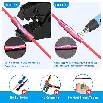 ZhiYo Heat Shrink Butt Connectors - Electrical Wire Connectors Kit - Insulated Waterproof Marine Automotive Wire Crimp Terminals - AWG 22 10 3 Sizes Butt Splice (50PCS)