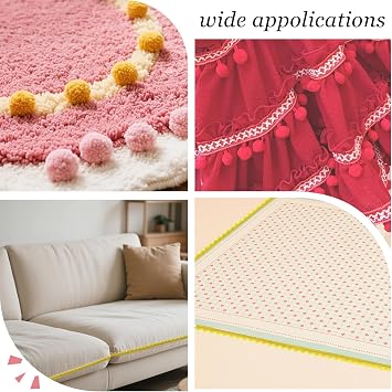 Yalulu 10 Yards Mini Pom Pom Trim Ball Fringe Ribbon Tassel DIY Sewing Accessory Lace for Home Party Decoration,1cm Width (Beige)