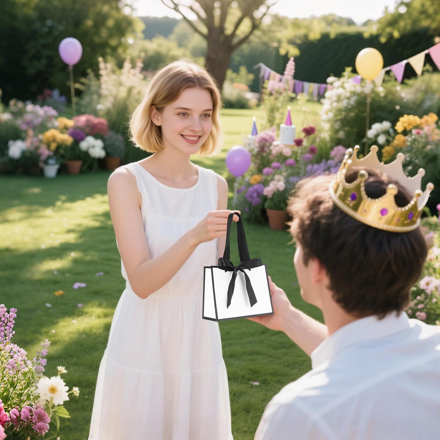 QIELSER 30pcs Small White and Black Gift Bags with Handles 6.3x3.1x5.1 Inches Thank You Bags with Bow Ribbon for Party Favors, Birthday Gifts, Weddings, Baby Showers, Goodie Bags - Image 7