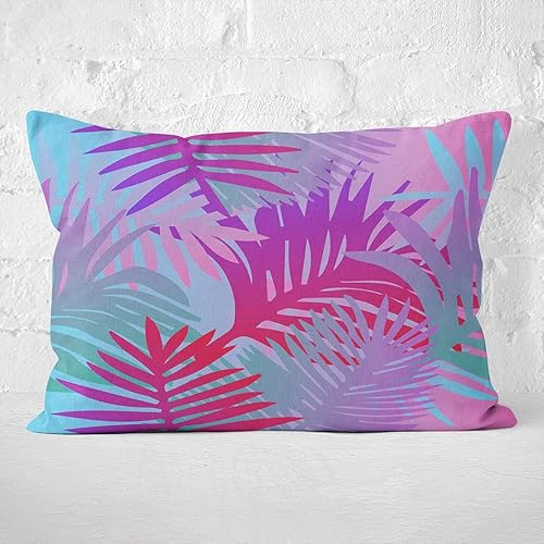 Miniatura 4 de Funda de almohada decorativa con hojas de palmera botánicas tropicales vívidas neón degradado Synthwave Vaporwave de 12 x 24 pulgadas, funda de