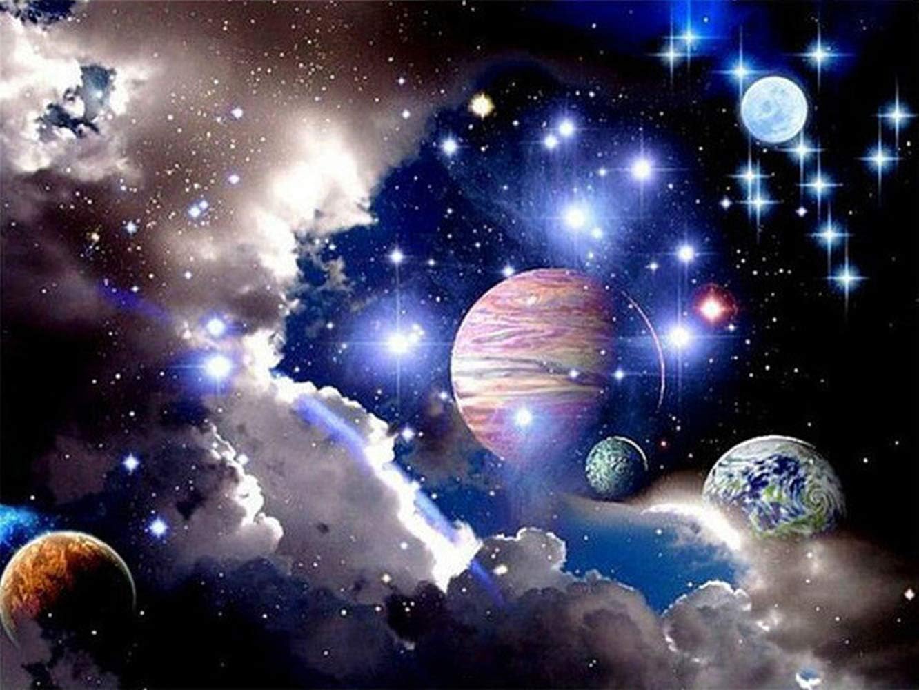 DIY 5D Diamond Painting Kits for Adults,Space Planet Full Drill Crystal Rhinestone Embroidery for Home Wall Decor(16X12in)