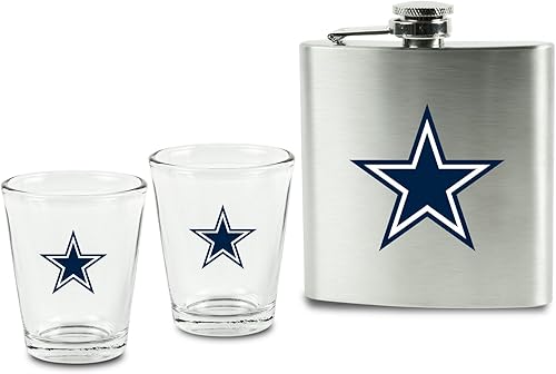 Miniatura 2 de Juego de vasos de chupito y petaca de acero inoxidable de la NFL