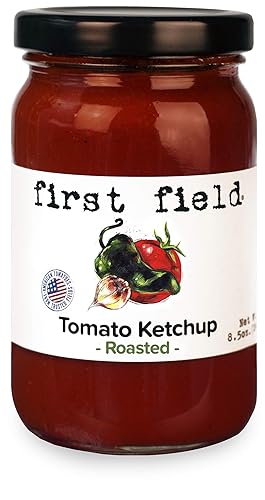 First Field Tomate asado Ketchup 100% Jersey Fresh Tomatoes por la NJDA Sin Gluten 8.5 oz