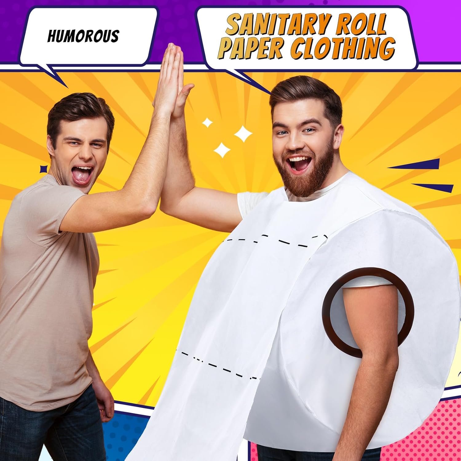 Paper Roll Adult Halloween Costume Giant Toilet for Women Men Hilarious Toilet Costume Large Paper Roll Jumpsuit Set One Size Fit Most Halloween Party Clothes for Adults - Image 4