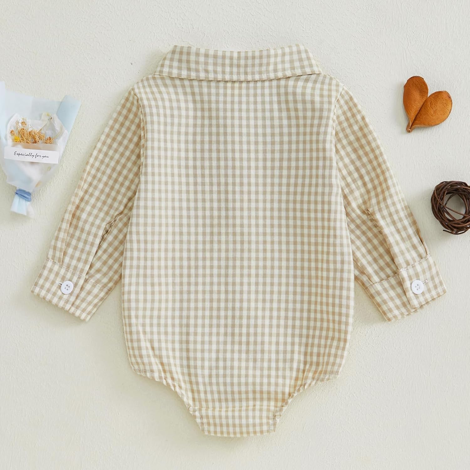 Douhoow Baby Plaid Romper Boys Girls Button Down Bodysuit Long Sleeve Lapel Neck Tops Fall Winter Festival Clothes - Image 3