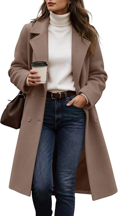 Women's knee-length wool-blend coat