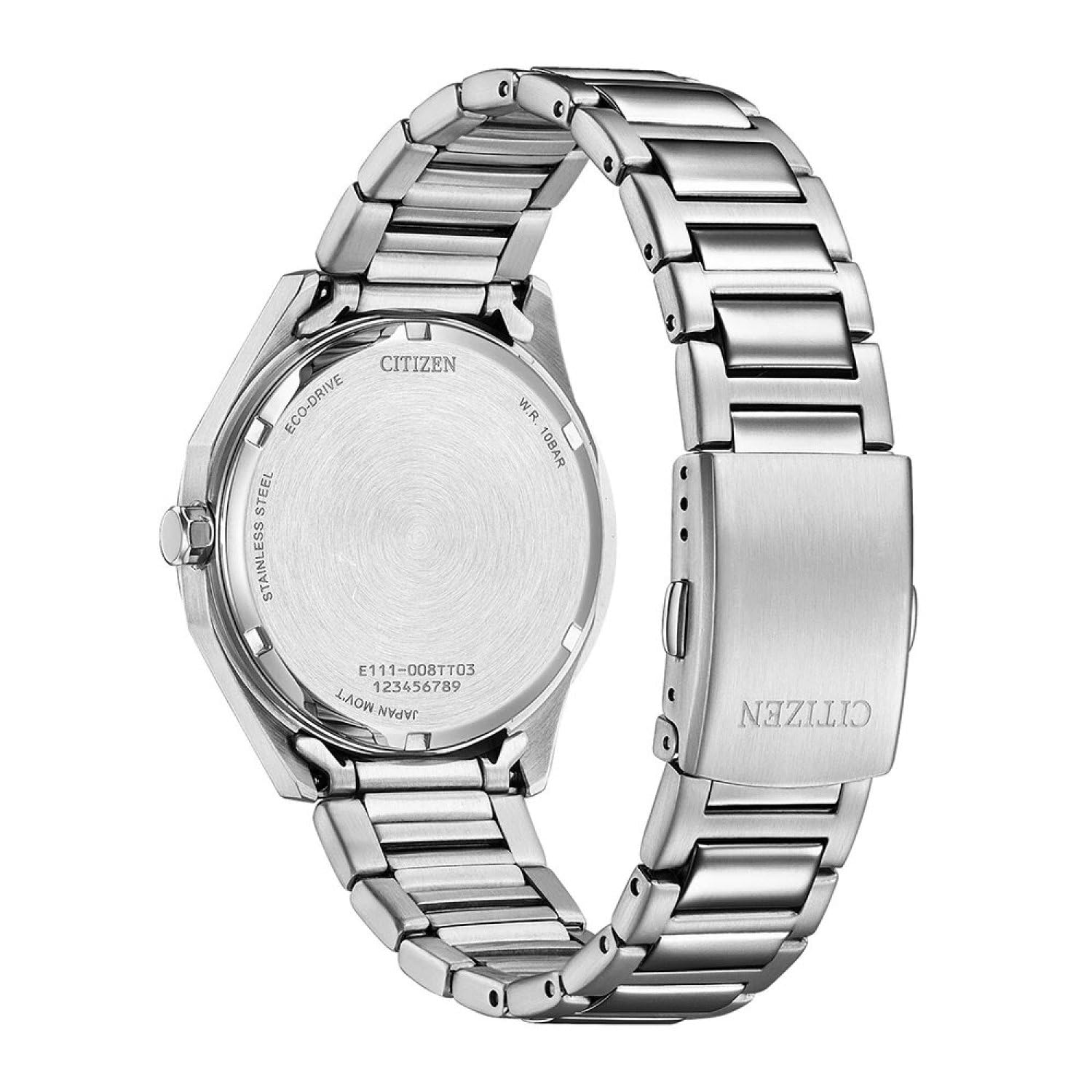Citizen Eco-Drive Herrenuhr Edelstahl, Grün, 38 mm, BM7620-83Y | Analog Quartz | Kristallglas | 10 bar Wasserdicht | 180 Tage Gangreserve | Datum | Edelstahlband