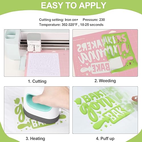 Miniatura 4 de VINYL FROG Vinilo de transferencia de calor 3D de 10 x 6 pies, vinilo de espuma de oliva HTV para planchar en vinilo para bricolaje, diseños de