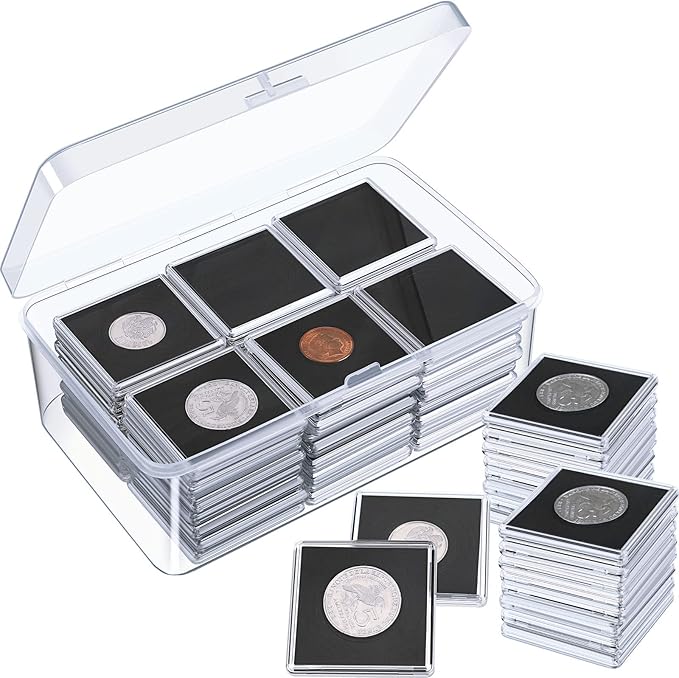 Vicenpal 50 Pcs Silver Dollar Coin Holder Clear Coin Capsules with Foam