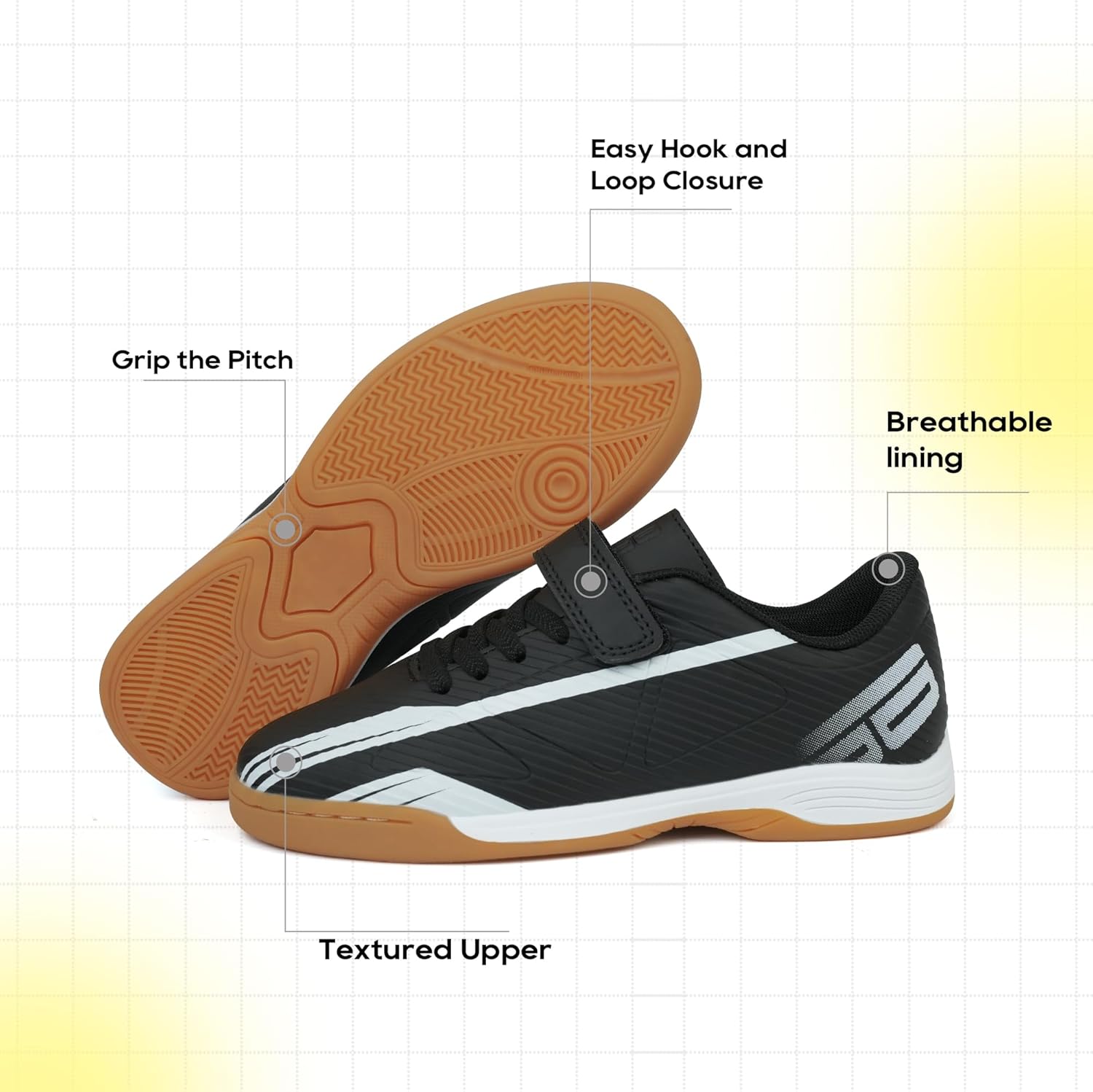 brooman Kids Indoor Soccer Shoes Boys Girls Futsal Soccer Sneakers - Image 3