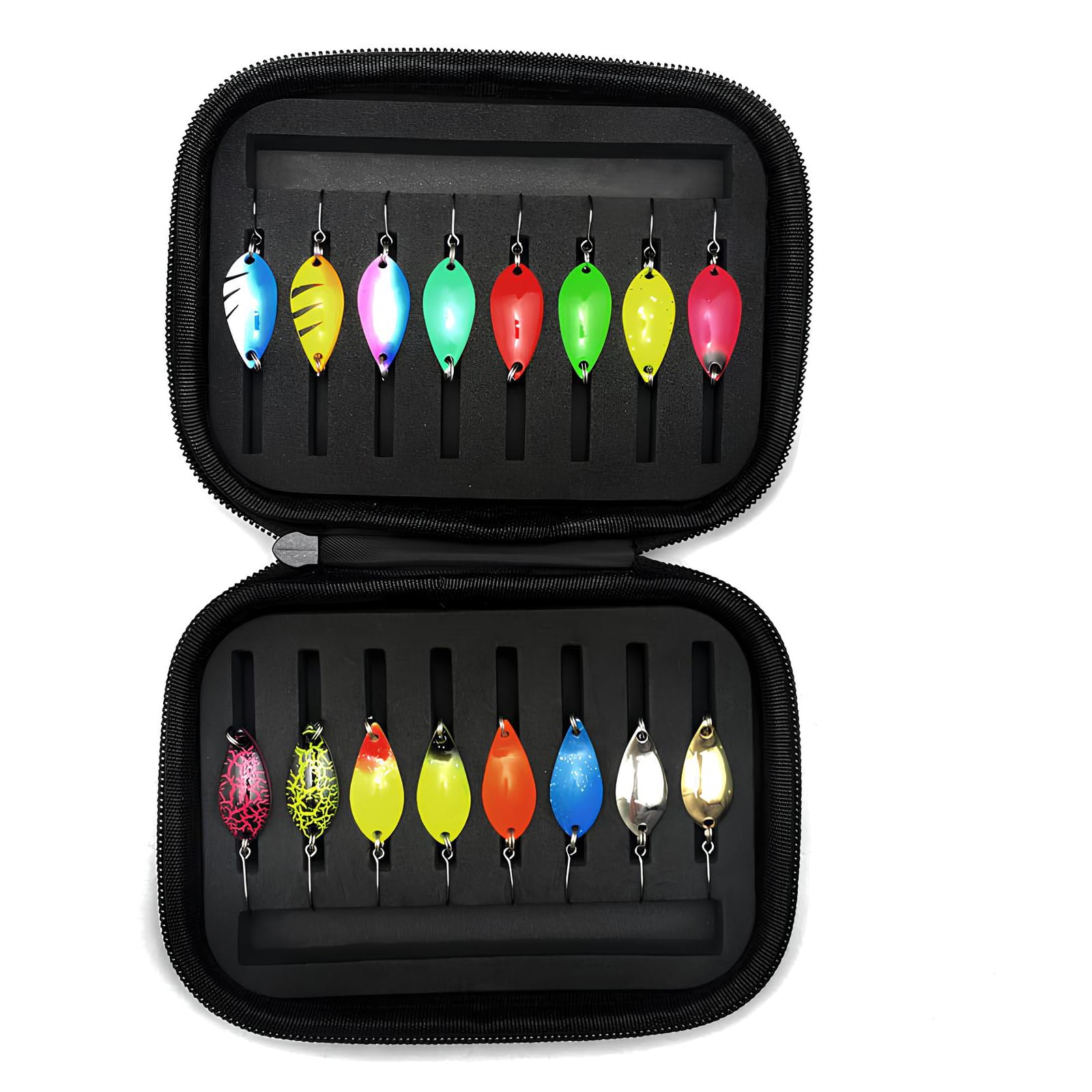 Fishing Lure Set with 16 Pieces Artificial Bait Spinner Blinker Fishing Set, Fishing Lure, Fishing Lure, Fishing Trout Spoon Set, Fishing Lure Set, for Saltwater and Freshwater for Pike, Zander,
