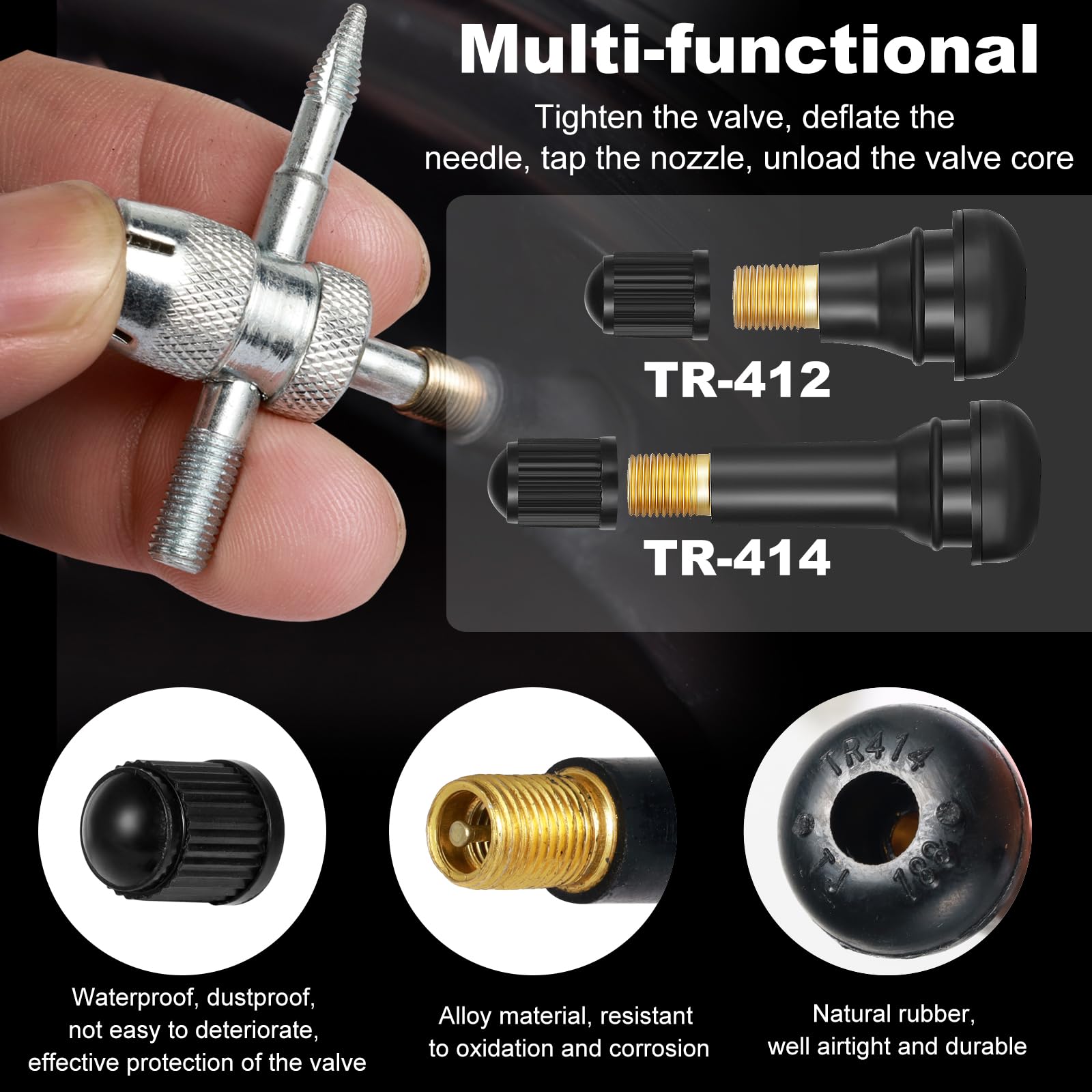 Kit Riparazione Valvole Pneumatici GTIWUNG - Estrattore Valvole TR414, 23 Pezzi - Foto 5