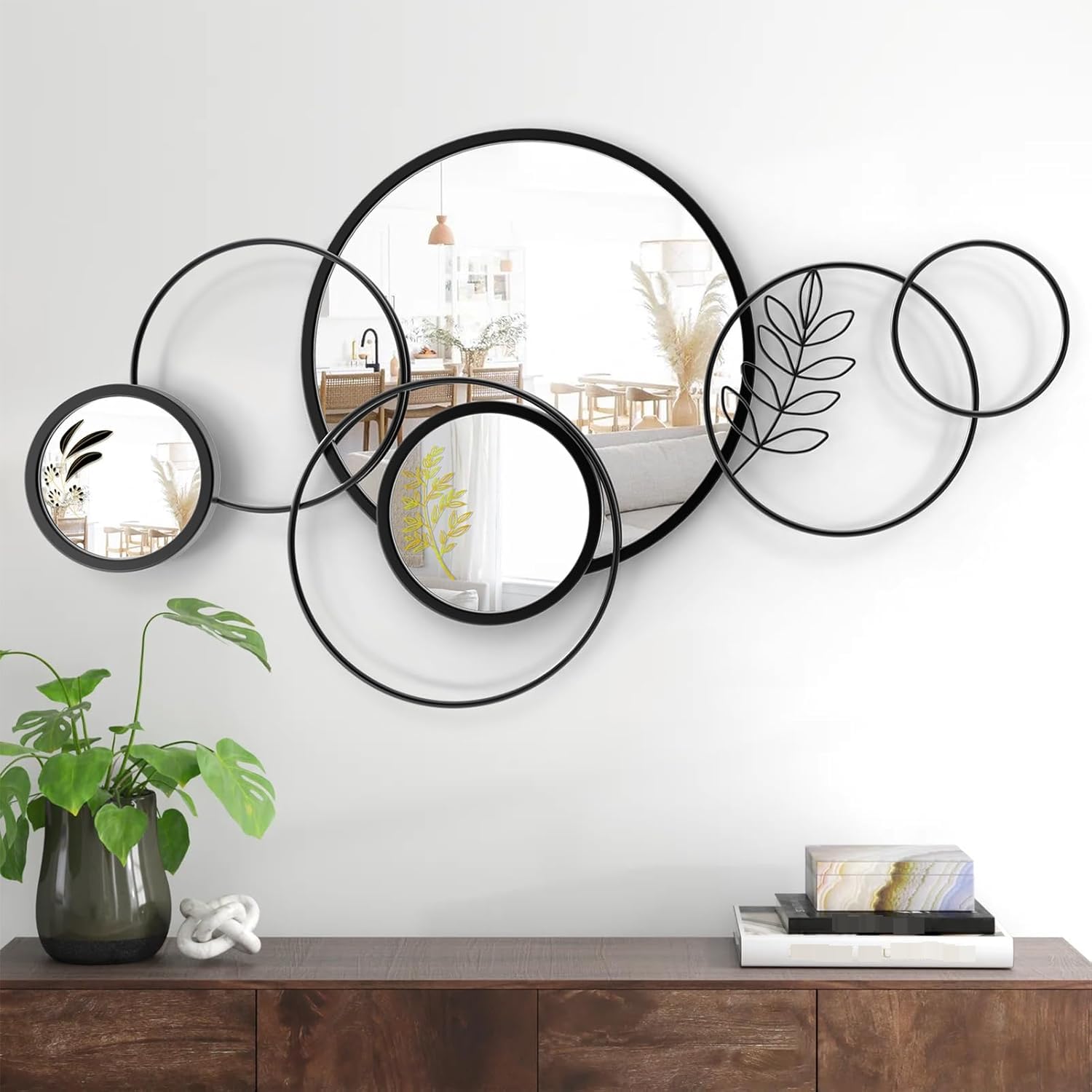 Miroir ovale en métal 3D haut de gamme art en verre pour entrée élégante