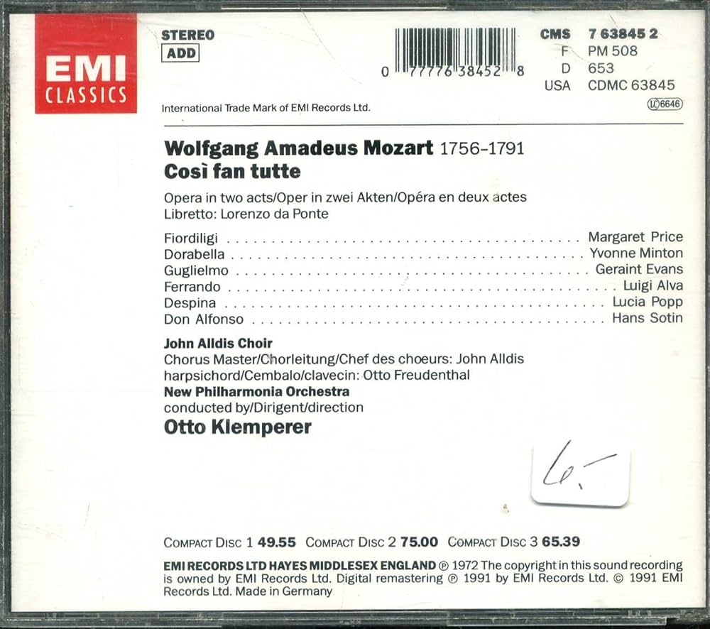 Mozart: Cosi Fan Tutte［CD］ Wolfgang Amadeus Mozart, Sir Colin Davis, Orchestra of Royal