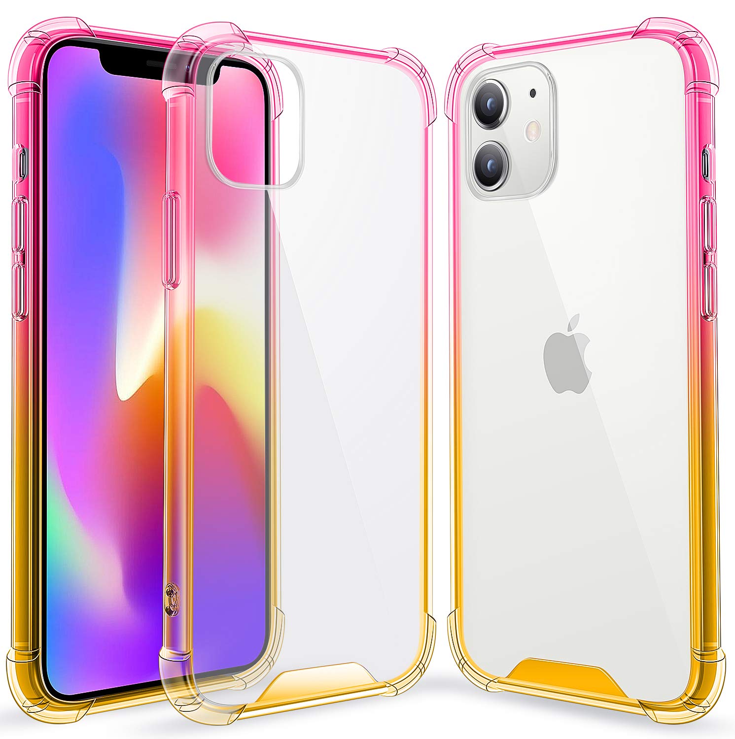 GeekZone Compatible with iPhone 12 Case, Compatible with iPhone 12 Pro, Slim Clear Case Hybrid Hard Anti-Scratch Back with Soft Shock Absorption TPU Bumper Protective Cover 6.1 inch (Pink Gold)