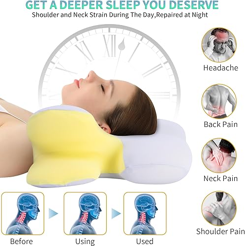 Miniatura 3 de Almohada cervical para el cuello, almohada ortopédica ergonómica de contorno para aliviar el dolor de cuello y hombros con funda de almohada de