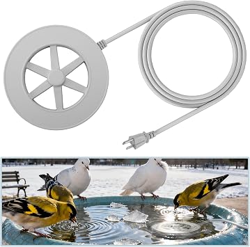 Alphatool 70W Bird Bath Heater for Outdoors in Winter - 77F 109F Thermostatic Control, Heated Birdbath Deicer with Auto Shut Off, Chicken Livestock Water Heater