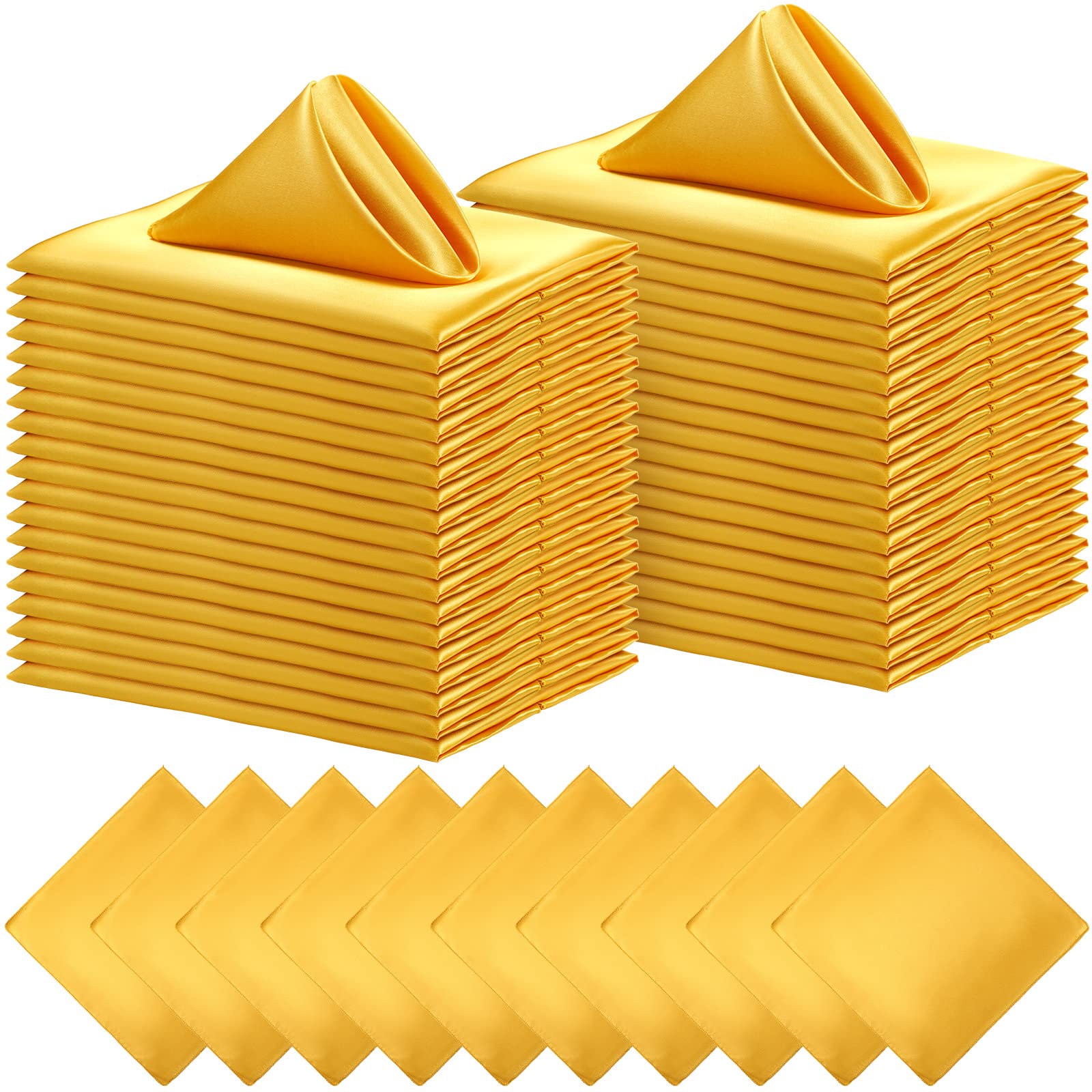 Serviettes de table en satin doré 43x43 cm lot de 50 pour dîner de fête et table de restaurant