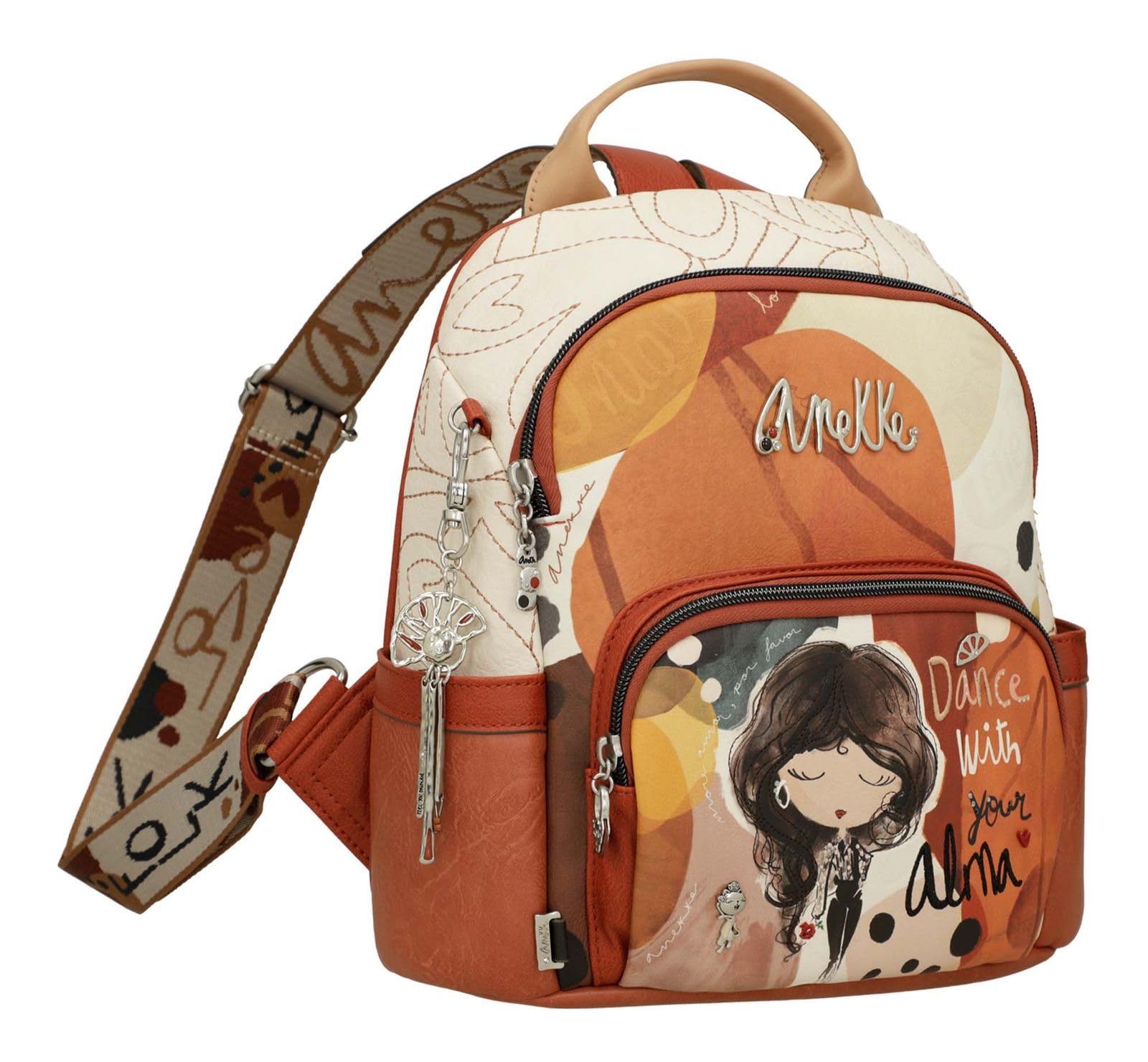 Anekke Mochila Antirrobo Alma - Seguridad y Estilo | Compartimentos Secretos y Asas Ajustables - Medidas: 28x29x14 cm - Accesorios y Complementos Mujer