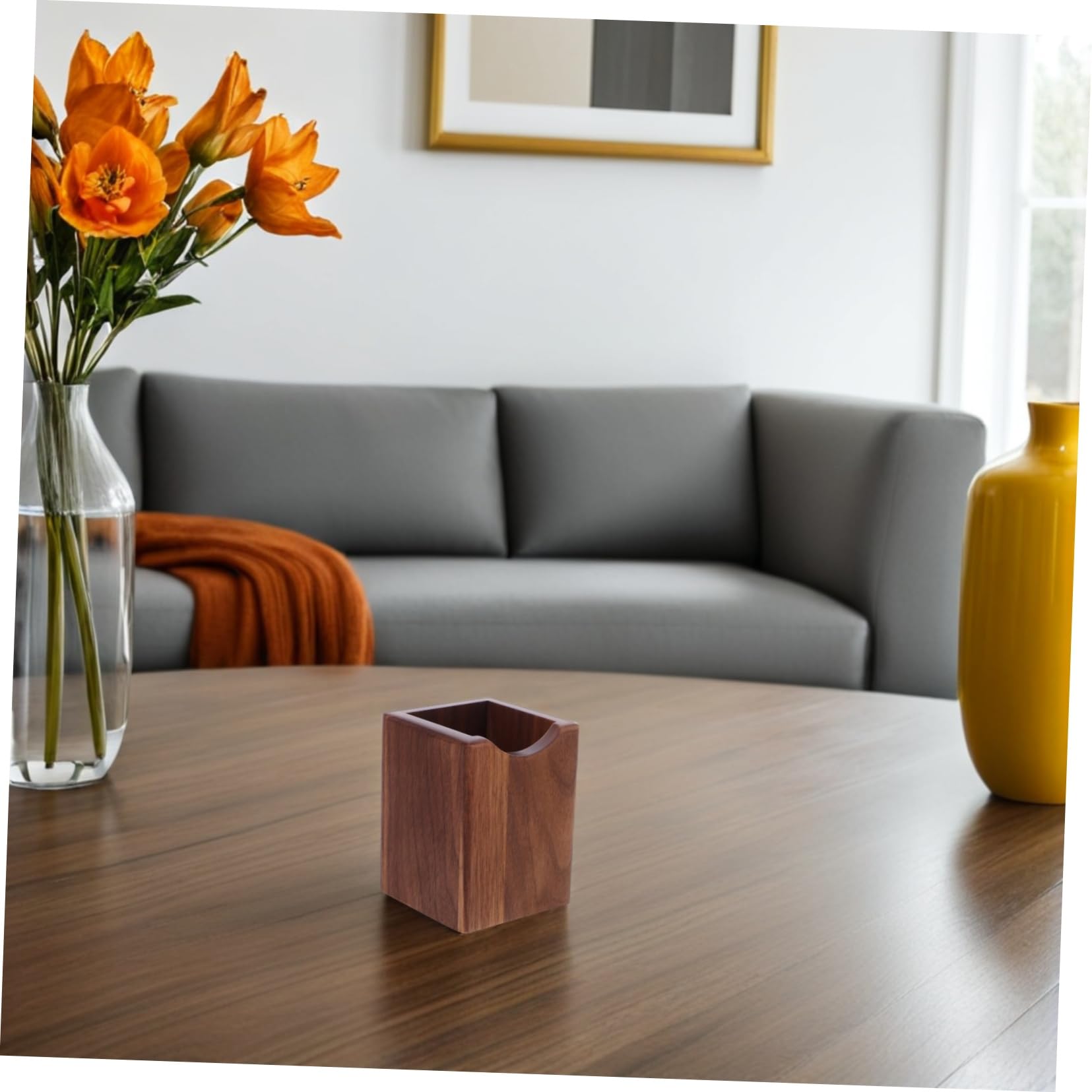 2 Stück Teiliges Schwarzer Walnussholz Stiftehalter Eleganter Holz Organizer für Schreibtisch Makeup Pinsel Aufbewahrung Langlebiger Schreibtisch Organizer für Büro Zuhause und