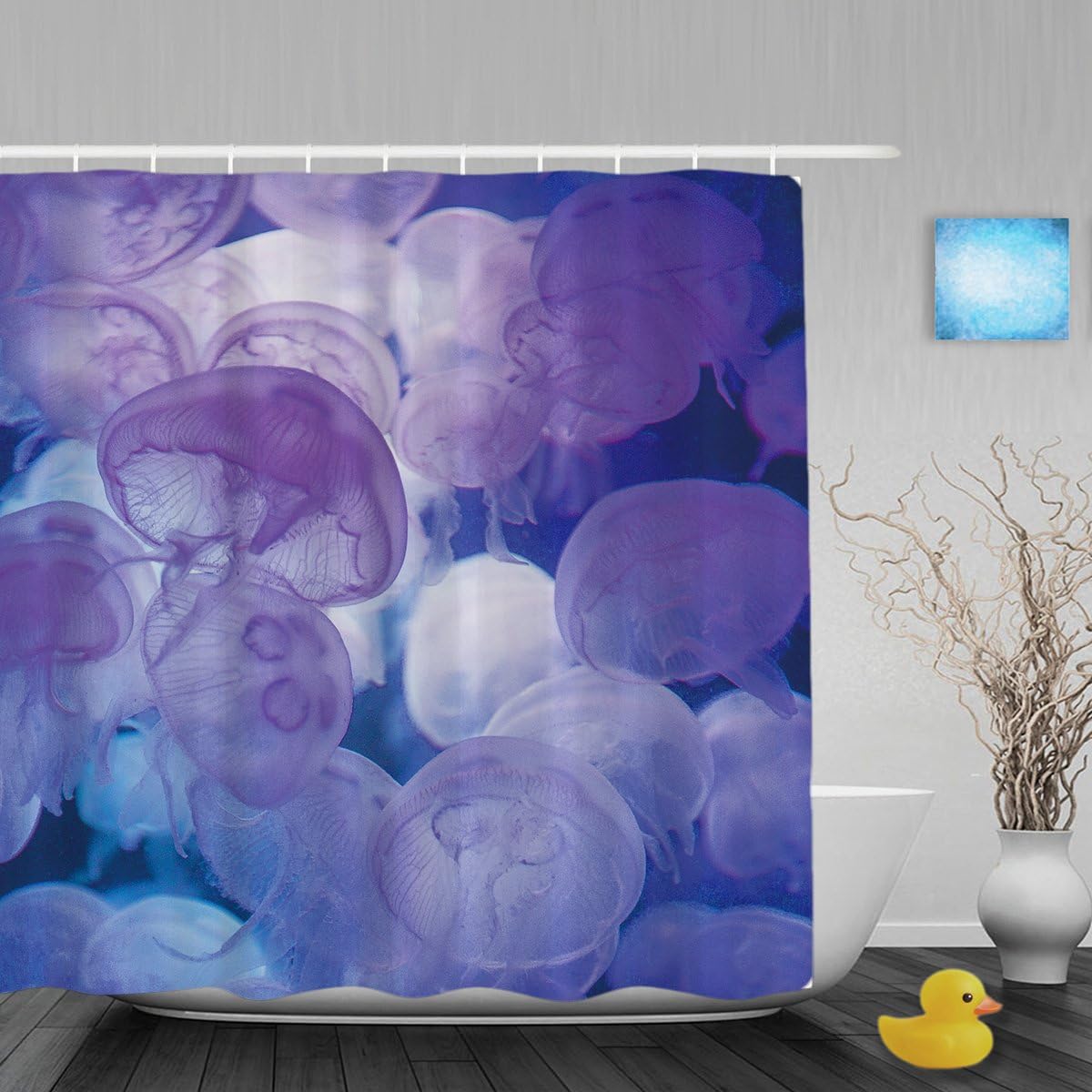 Spectacular Purple Jellyfish Floating In Aquarium Bathroom Shower Curtain Beautiful Sea Creatures Shower Curtains Waterproof Mildewproof Polyester Fabric 72"x72"Inch