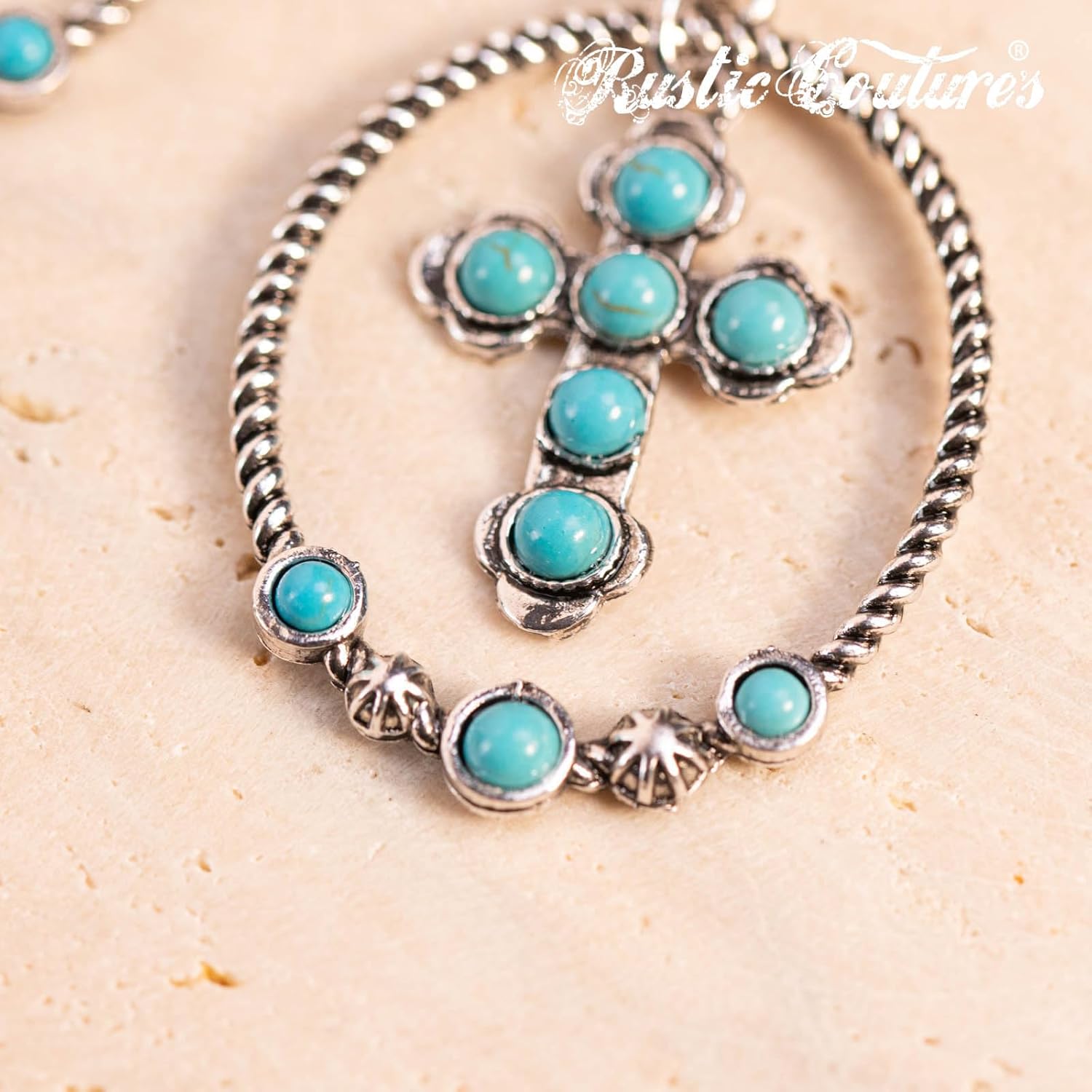 Rustic Couture's Western Turquiose Earrings for Women Cowgirl Country Dangling Concho Western Jewelry - Image 4