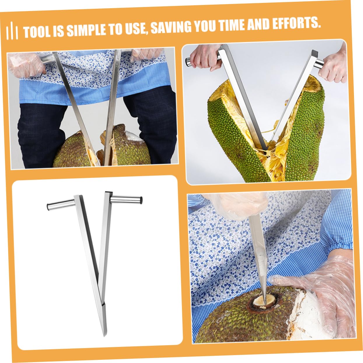 Mikinona Abridor Manual de Fruta Descorazonador de Jackfruit de Acero Inoxidable Ergonómico Herramienta para Pelar y Abrir Jackfruit