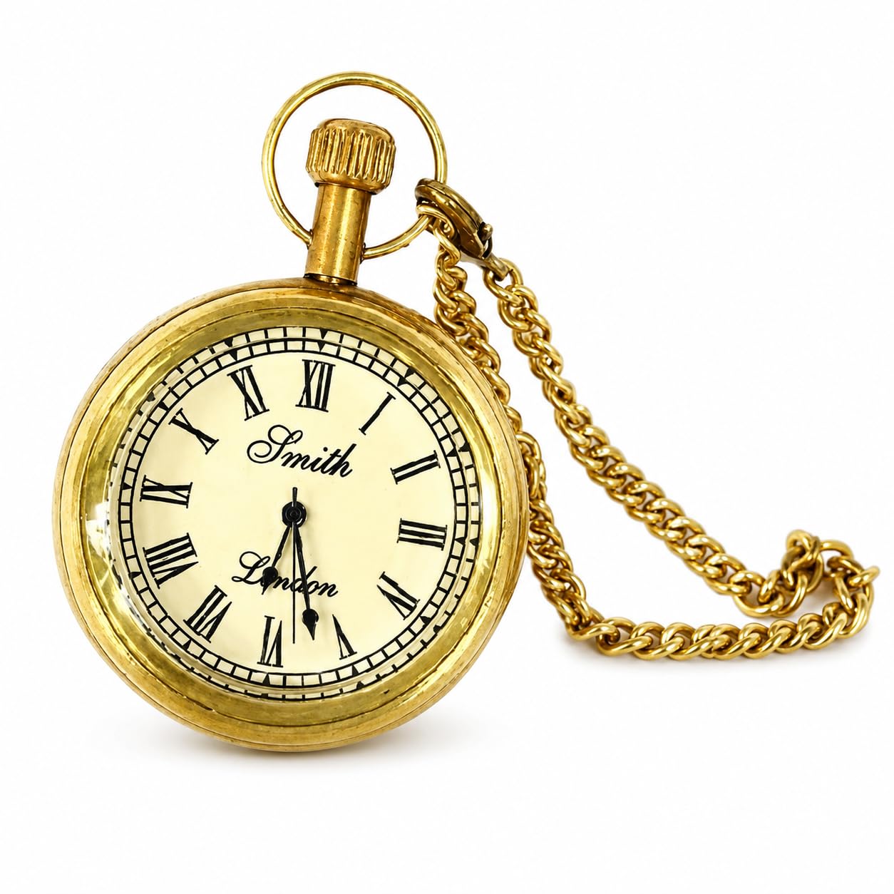 Vintage Antique Brass Pocket Watch Keychain | Classic Roman Numeral Decorative Pendant Key Ring | Retro Gift for Men & Women-image-16