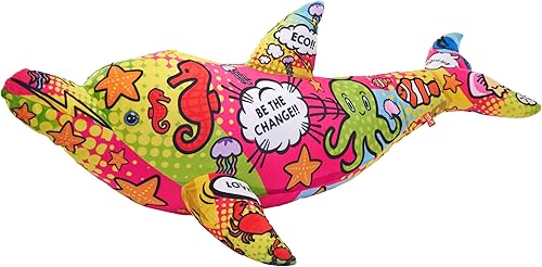 Wild Republic Mensaje del planeta Jumbo Dolphin, animal de peluche, 30 pulgadas, juguete de peluche, relleno es hecho girar botellas de agua