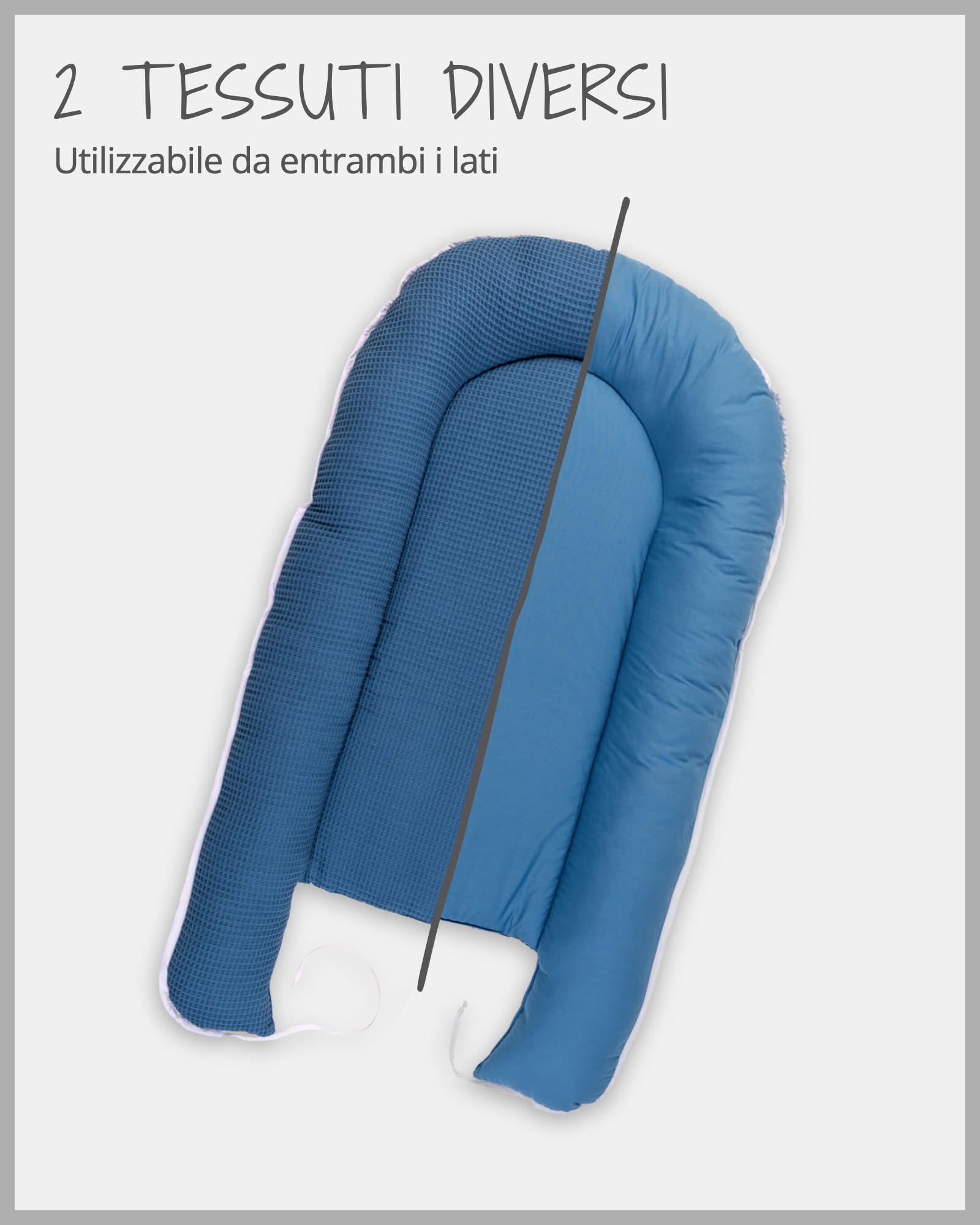 ULLENBOOM Riduttore Lettino Neonato Blu - Riduttore Culla 55x95 cm - 100% OEKO-TEX e Made in EU, Adatto come Baby Cocoon e Lettino da viaggio