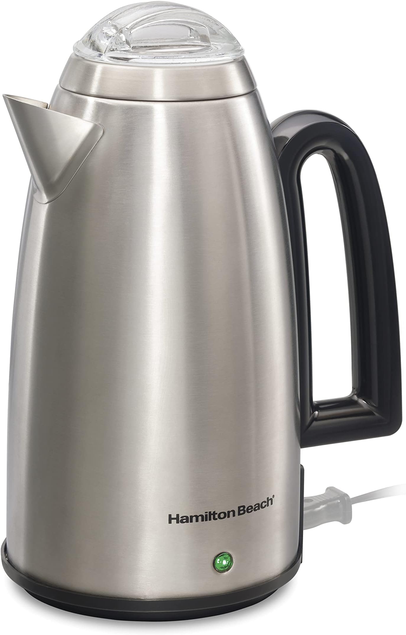 Hamilton Beach 12 Cup Electric Percolator Coffee Maker with Cool Touch Handle, Easy Pour Spout, Stainless Steel (40614RN)