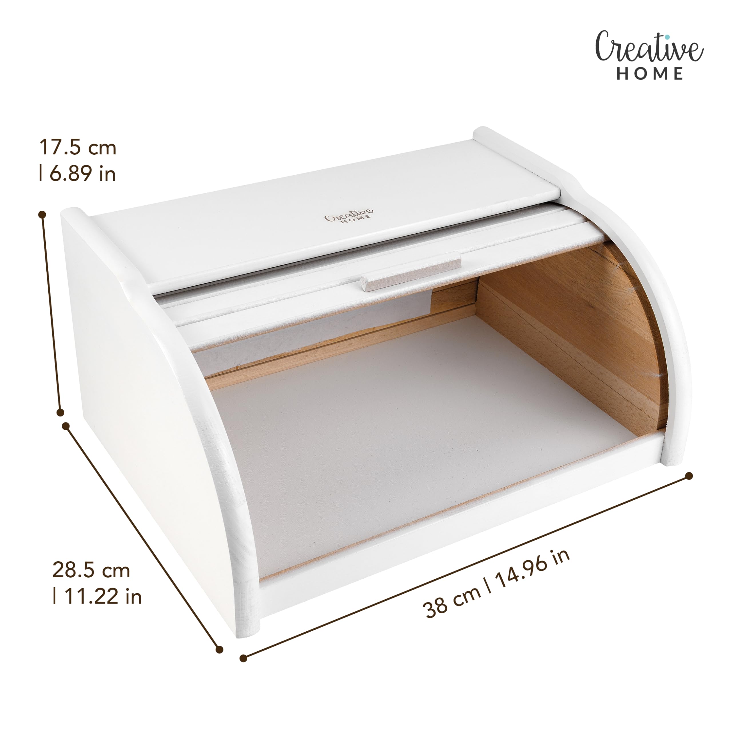 Creative Home Grande Panera Madera Contenedor para Pan Blanco