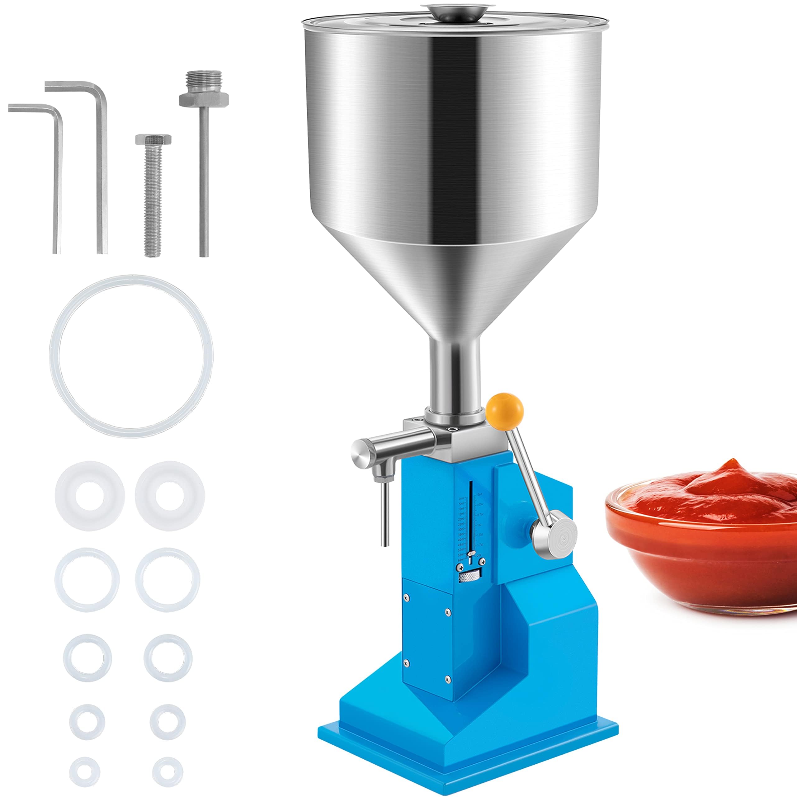 FHRKA CE Certified Manual Liquid Filling Machine for Cream, Shampoo, Honey & Oil - Versatile 5-50ml Paste Filler for Cosmetics & Personal Care