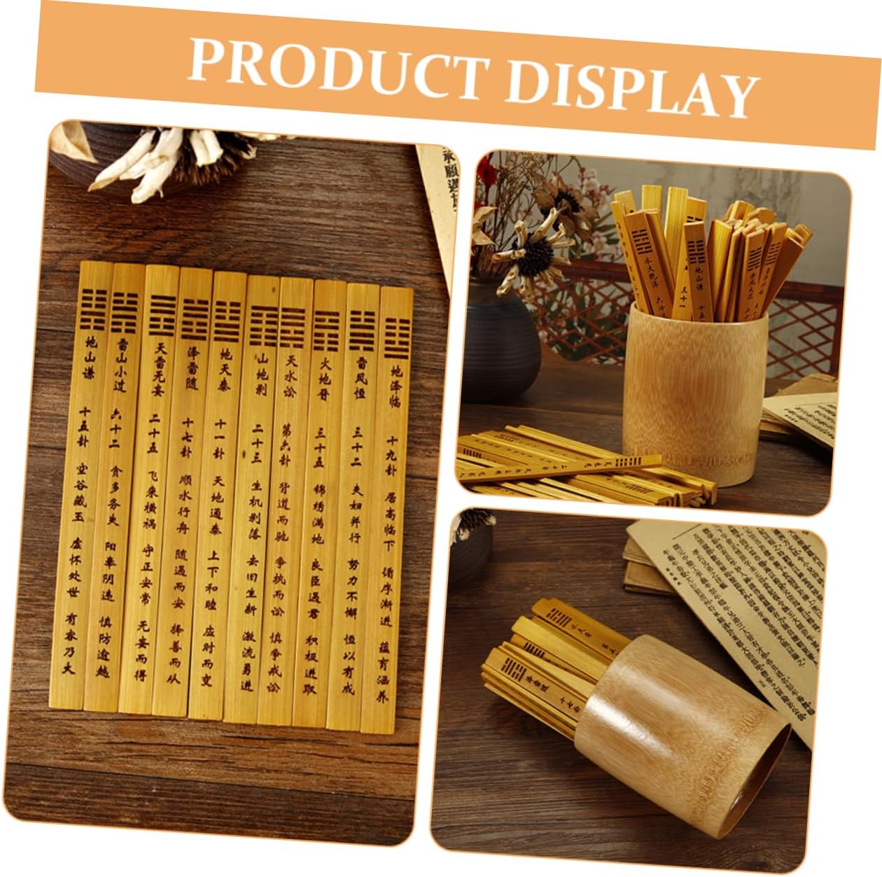 Garneck Divination Prop Set with Fortune Sticks and High Buckets Chinese Style Divination Game Teaching Tool for Beginners Portable and Unique Leisure Game for Home Office Temple
