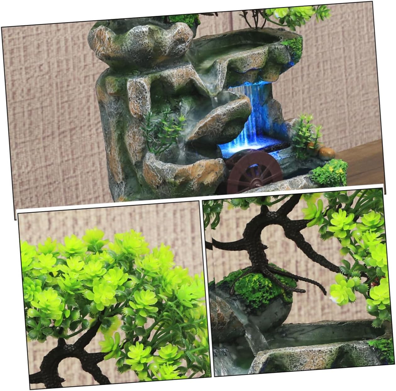 BESPORTBLE Mini Indoor Tabletop Waterfall Fountain Decor with US Plug Lightweight Zen Desk Fountain for Bedroom Living Office Relaxing Water Feature with Elegant Cascading Flow and Stylish