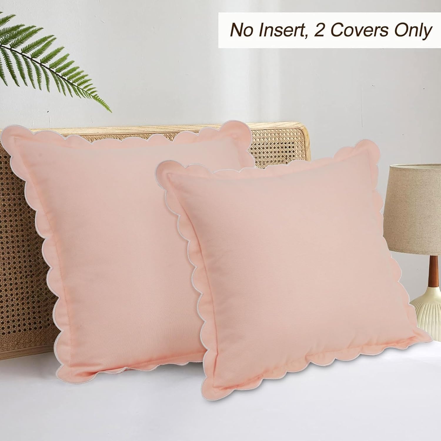 Merrycolor Pink Scalloped Throw Pillow Covers 18x18 Set of 2 Preppy Cute Throw Pillows Boho Pillow Cases Aesthetic Decorative Pillow Covers for Sofa Couch Living Room image 2
