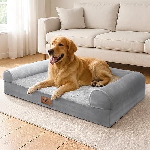 Sytopia Cama ortopédica para perros grandes, a prueba de mordidas, de 42 pulgadas, cama indestructible para perros, cama lavable extra grande para