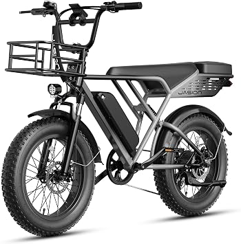Jasion RetroVolt Electric Bike for Adults, 2000W Peak - 30MPH Electric Dirt Bike, 48V13AH Battery, 70Miles Max Range Electric Motorcycle, 20 X 4 Fat Tire All-Terrain E-Bike