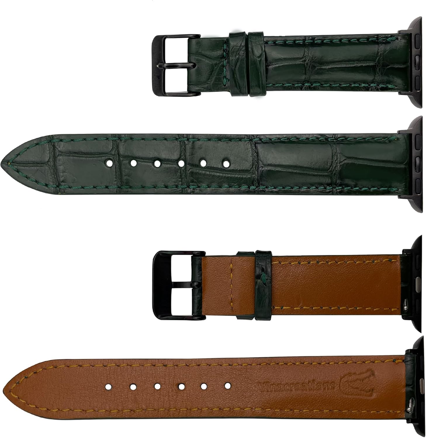 Handmade AIIigator Watch Band Leather Compatible with Apple Watch Ultra 49mm 45mm 44mm 42mm 41mm 40mm 38mm Croc Replacement for Iwatch Series 10 9 8 7 6 5 4 3 2 1 SE Stingray Ostrich